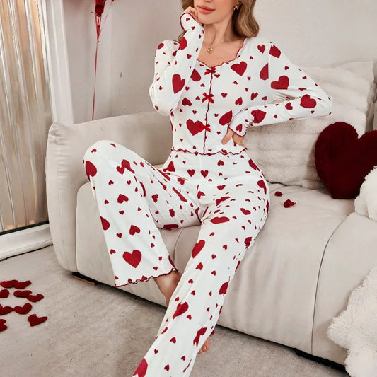 Women's Heart Pajamas Sleepwear Set 2PCS
