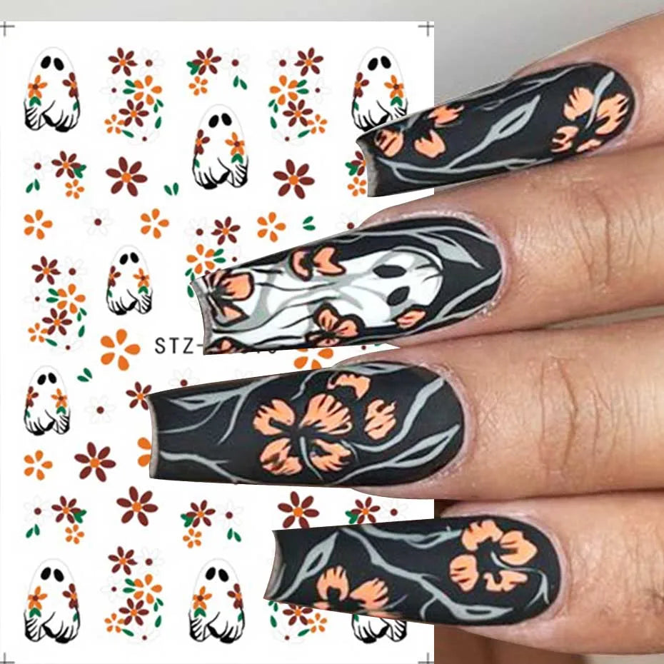 3D Cartoon Halloween Design Nail Stickers Fall Nail Art