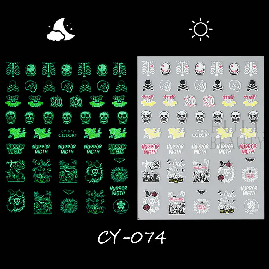 3D Cartoon Halloween Design Nail Stickers Fall Nail Art