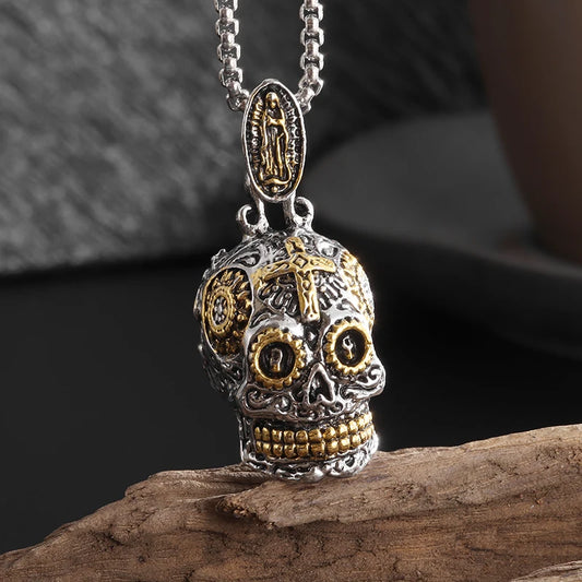 Retro Mechanical Skull Pendant for Men