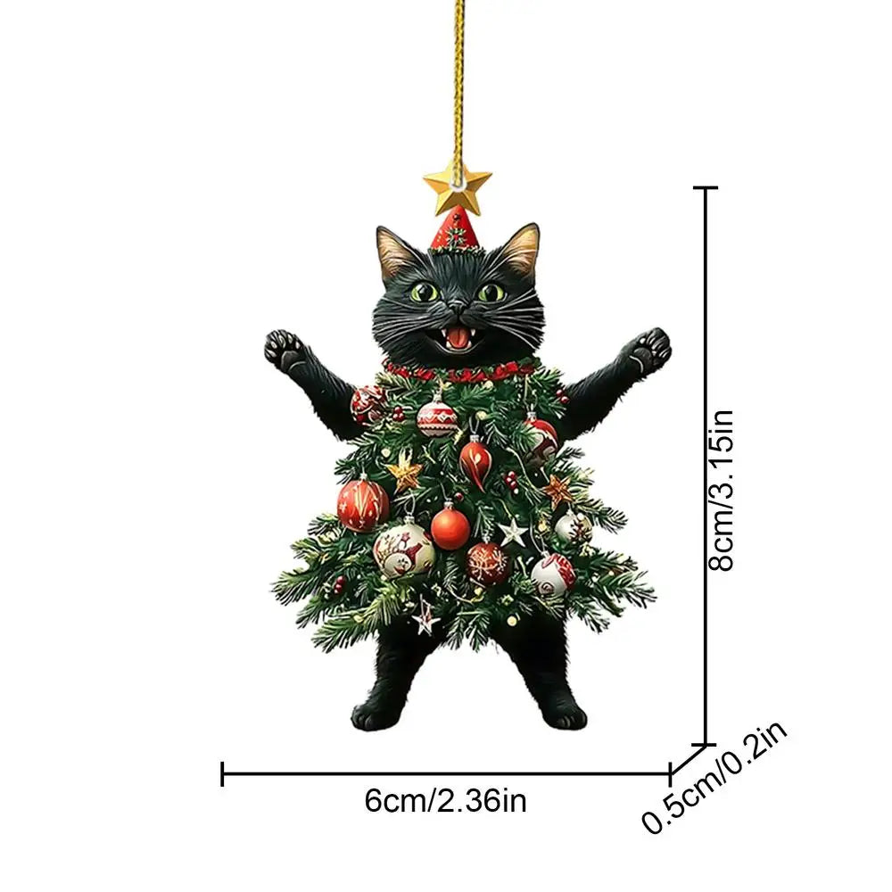 Christmas Tree Cute Cat Hanging Ornament