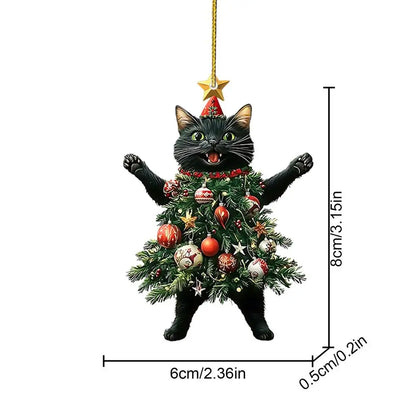 Christmas Tree Cute Cat Hanging Ornament