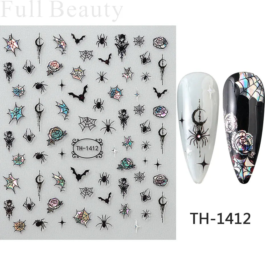 3D Cartoon Halloween Design Nail Stickers Fall Nail Art