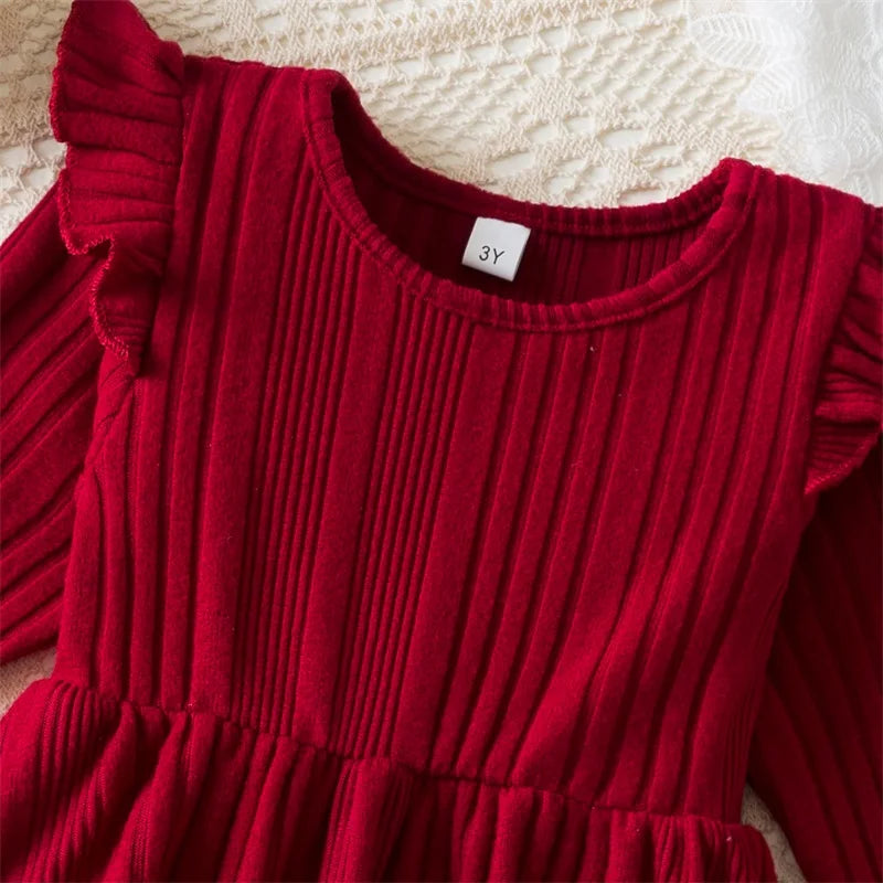 Girl's Polka Dot Long Sleeve Tulle Dress 3T-8T
