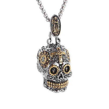 Retro Mechanical Skull Pendant for Men