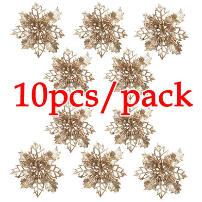10pcs Artificial Christmas Tree Flower Glitter Decorations