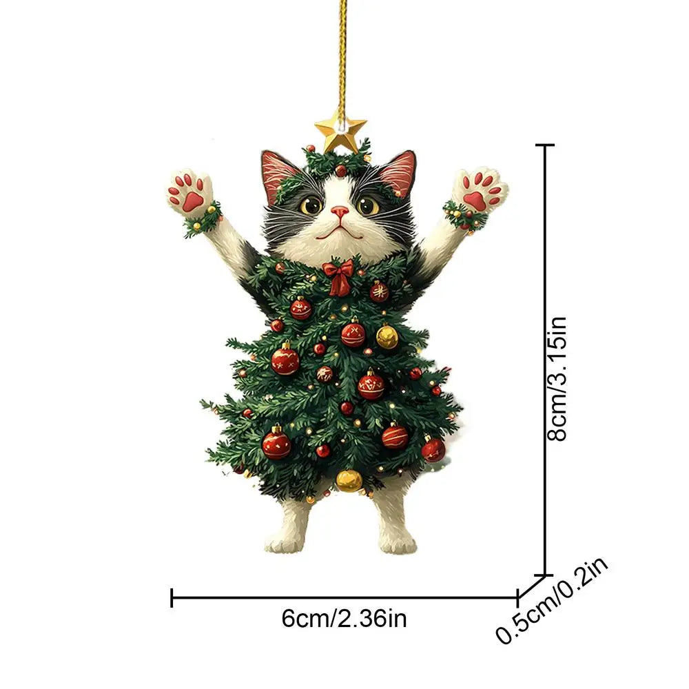 Christmas Tree Cute Cat Hanging Ornament