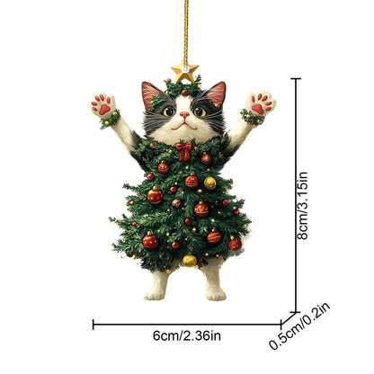 Christmas Tree Cute Cat Hanging Ornament