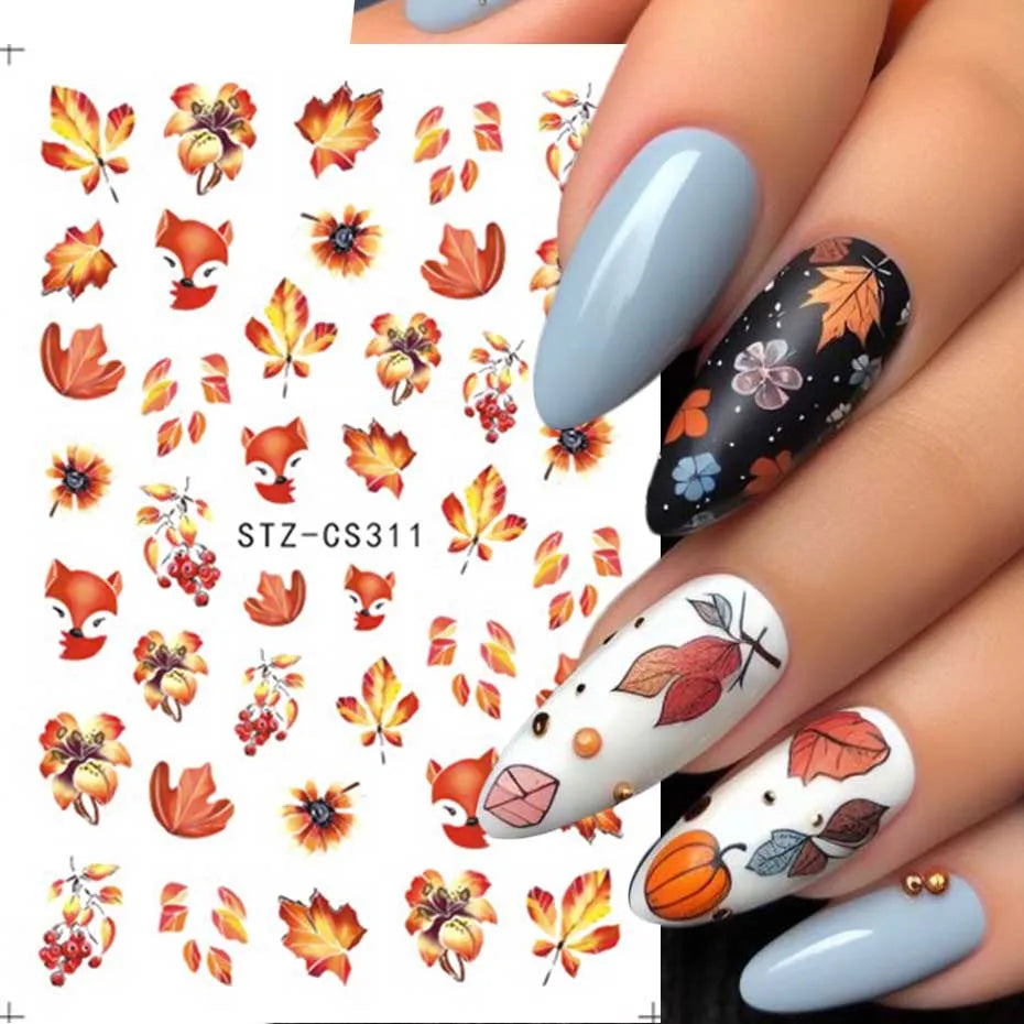 3D Cartoon Halloween Design Nail Stickers Fall Nail Art