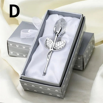 6 Colors Crystal Glass Rose Flower Figurines Lovers' Gift