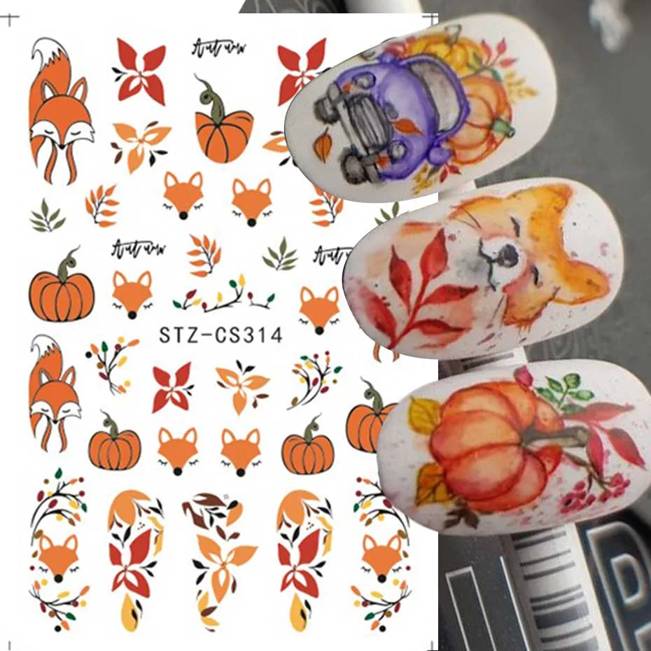 3D Cartoon Halloween Design Nail Stickers Fall Nail Art