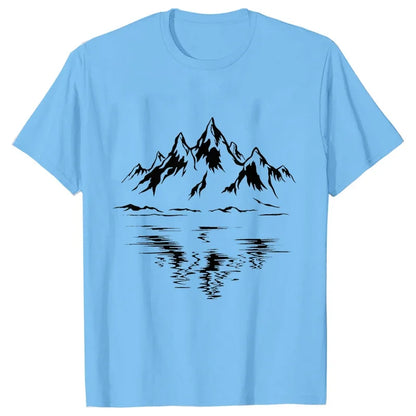 Mountain Print Men's T-shirt Summer Outdoor Comfortable Breathable Short-sleeved Top Outdoor Lovers Oversized Men T-shirt