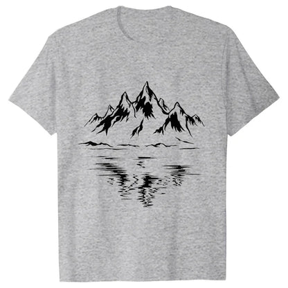 Mountain Print Men's T-shirt Summer Outdoor Comfortable Breathable Short-sleeved Top Outdoor Lovers Oversized Men T-shirt