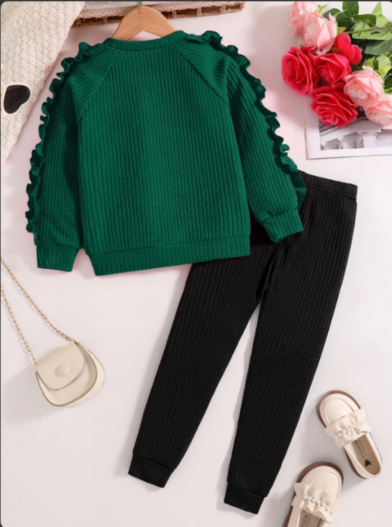 Girl's Long Sleeve Heart Outfit Set 4Y-8Y