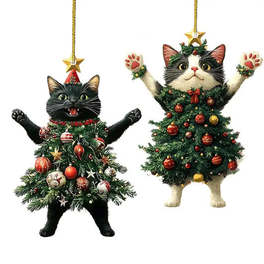 Christmas Tree Cute Cat Hanging Ornament