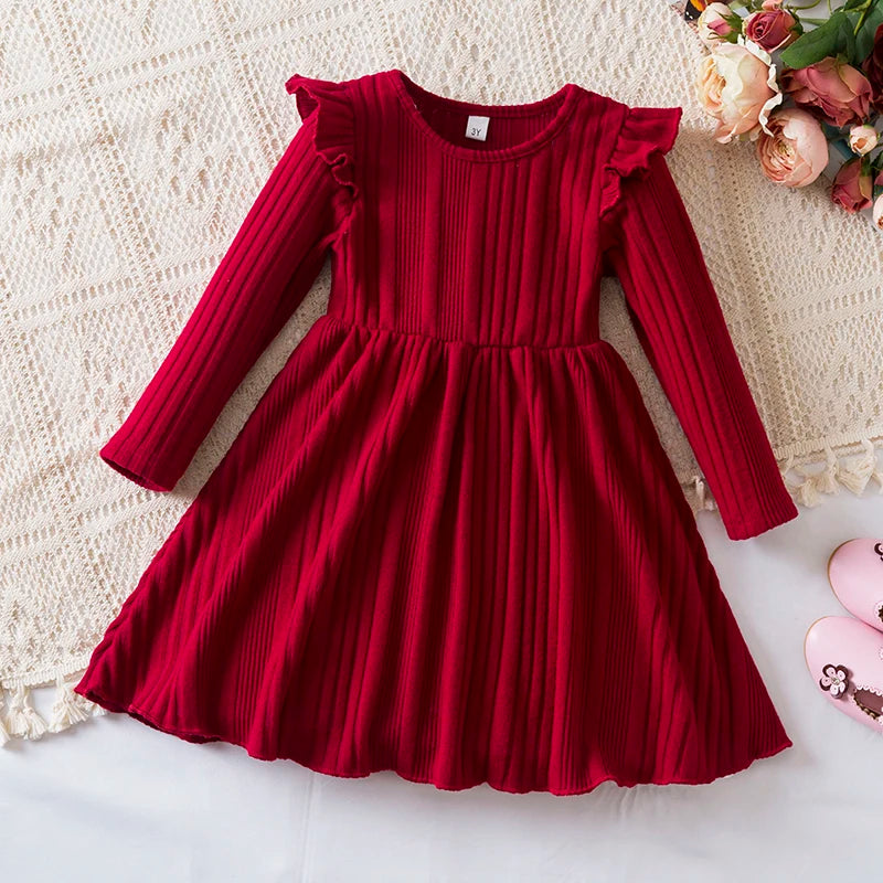 Girl's Polka Dot Long Sleeve Tulle Dress 3T-8T