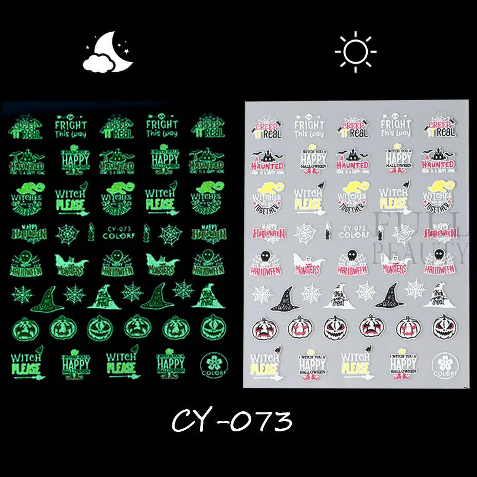 3D Cartoon Halloween Design Nail Stickers Fall Nail Art