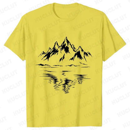 Mountain Print Men's T-shirt Summer Outdoor Comfortable Breathable Short-sleeved Top Outdoor Lovers Oversized Men T-shirt
