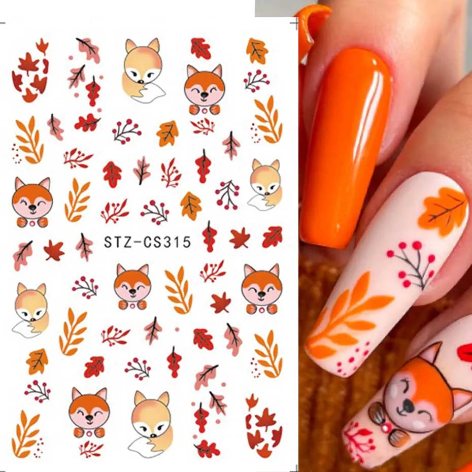 3D Cartoon Halloween Design Nail Stickers Fall Nail Art