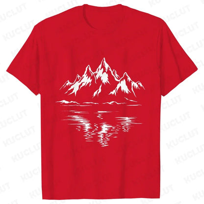 Mountain Print Men's T-shirt Summer Outdoor Comfortable Breathable Short-sleeved Top Outdoor Lovers Oversized Men T-shirt
