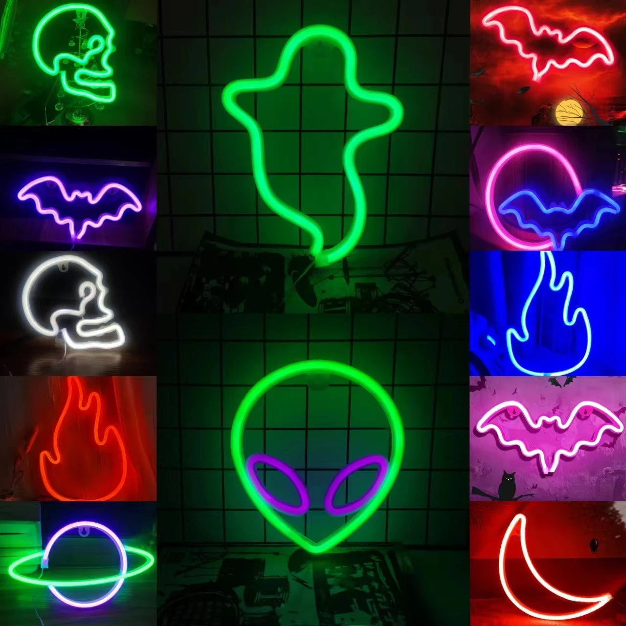 Halloween LED Neon Wall Decor - USB or Battery Powered