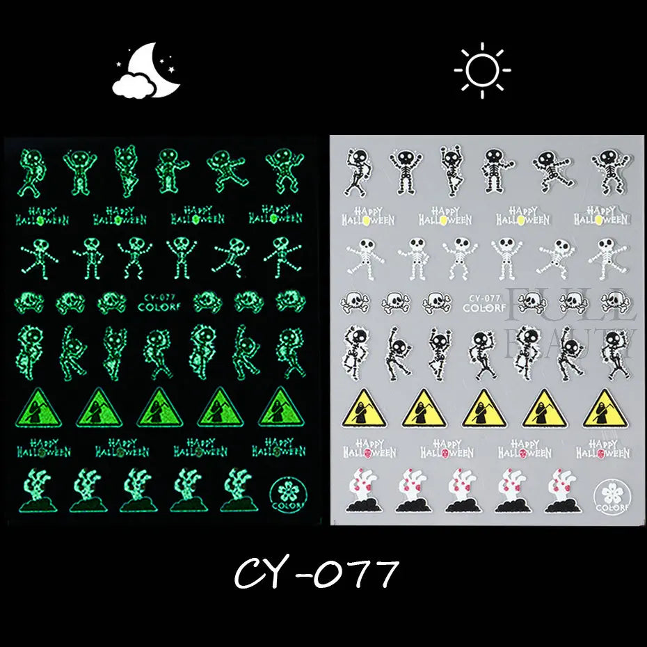 3D Cartoon Halloween Design Nail Stickers Fall Nail Art