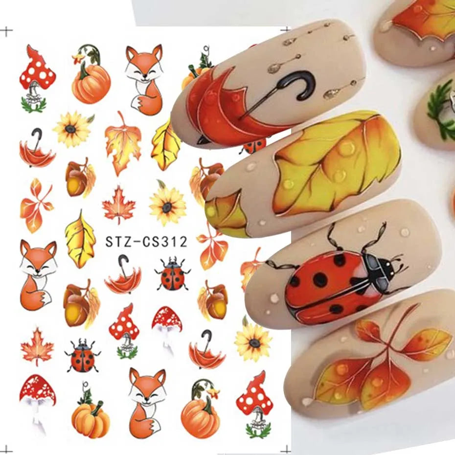 3D Cartoon Halloween Design Nail Stickers Fall Nail Art