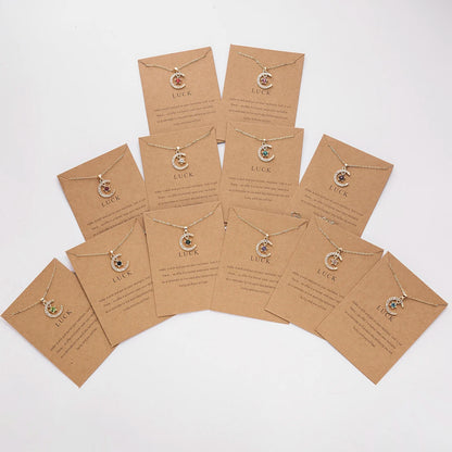 Birthstone Moon Pendant Necklace