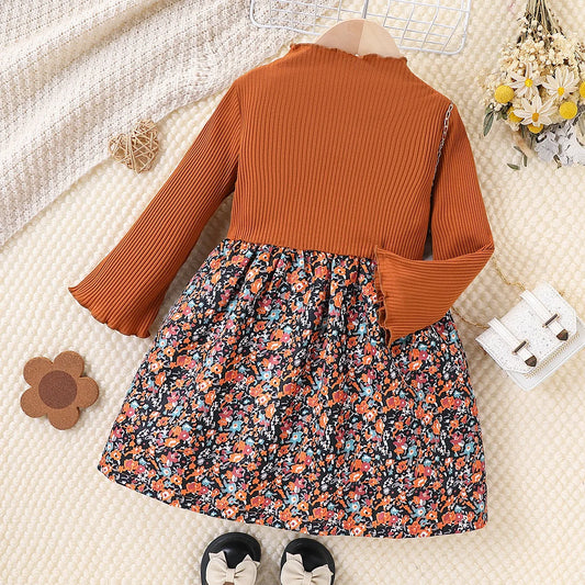 Girl's Long Sleeve Dress Fall Floral Design