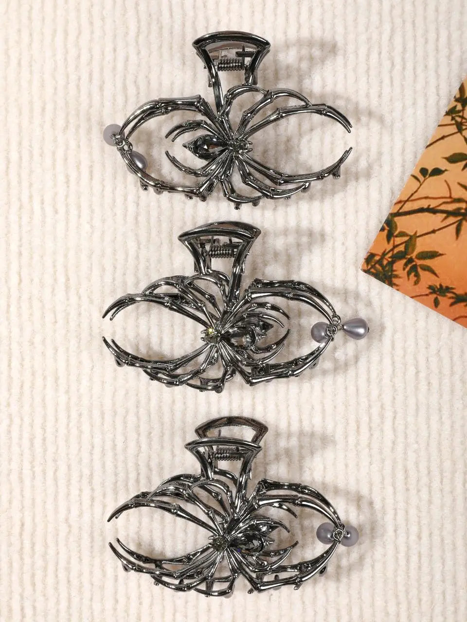 Halloween Spider Hair Claw Clip with Pearl Design