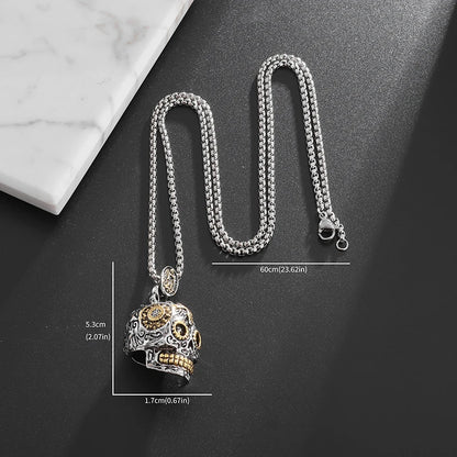 Retro Mechanical Skull Pendant for Men