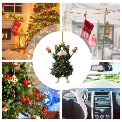 Christmas Tree Cute Cat Hanging Ornament