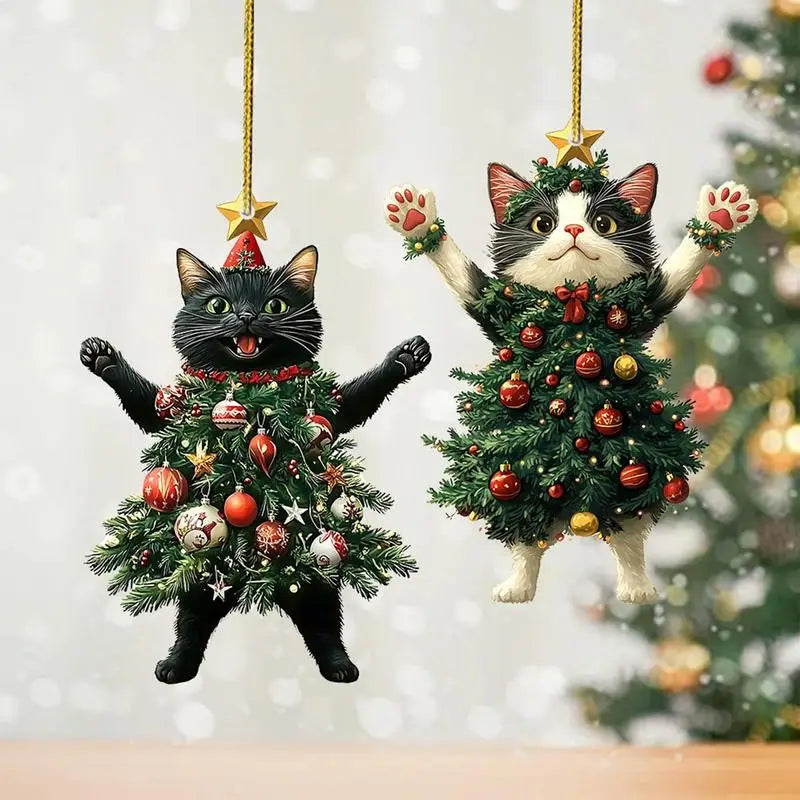Christmas Tree Cute Cat Hanging Ornament