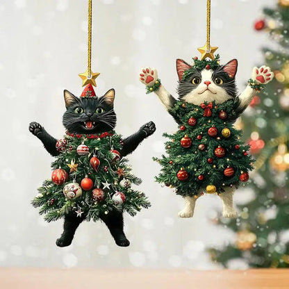 Christmas Tree Cute Cat Hanging Ornament