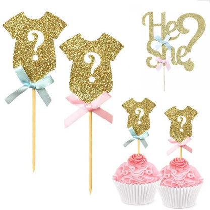 Baby Gender Reveal Cake & Cupcake Toppers