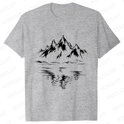 Mountain Print Men's T-shirt Summer Outdoor Comfortable Breathable Short-sleeved Top Outdoor Lovers Oversized Men T-shirt