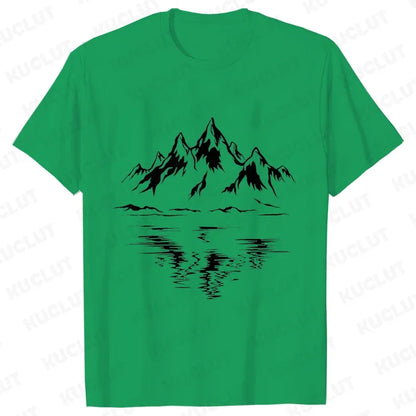 Mountain Print Men's T-shirt Summer Outdoor Comfortable Breathable Short-sleeved Top Outdoor Lovers Oversized Men T-shirt