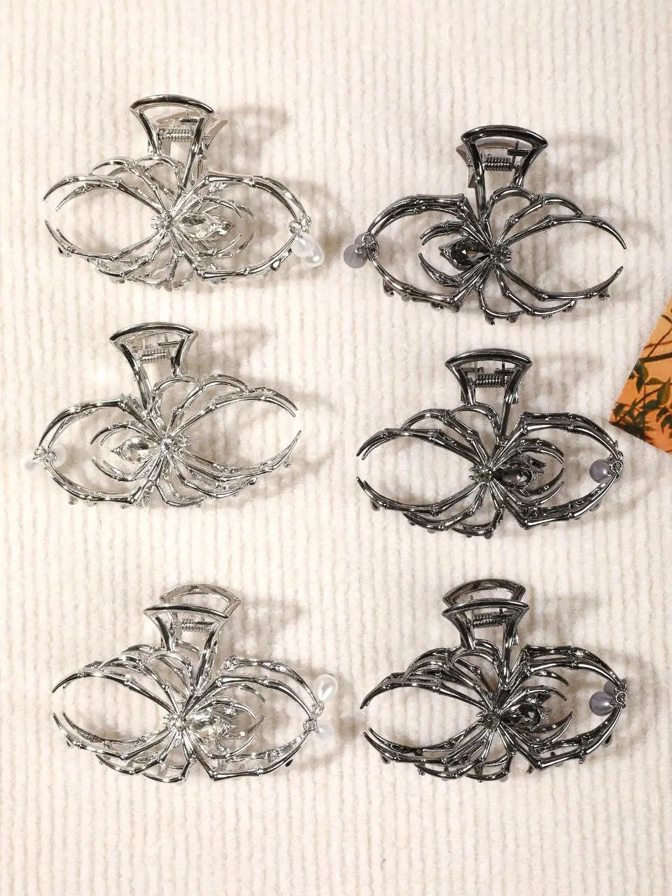 Halloween Spider Hair Claw Clip with Pearl Design