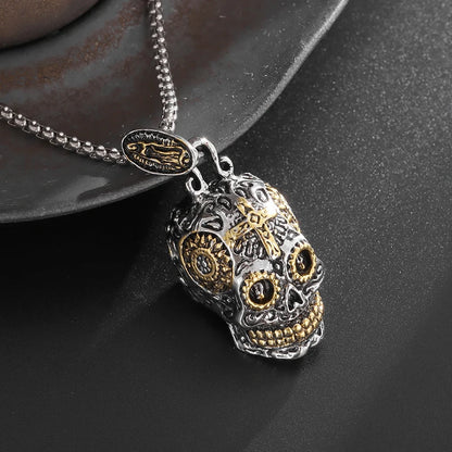 Retro Mechanical Skull Pendant for Men