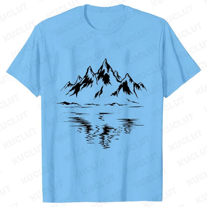 Mountain Print Men's T-shirt Summer Outdoor Comfortable Breathable Short-sleeved Top Outdoor Lovers Oversized Men T-shirt