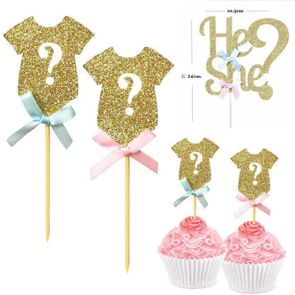 Baby Gender Reveal Cake & Cupcake Toppers