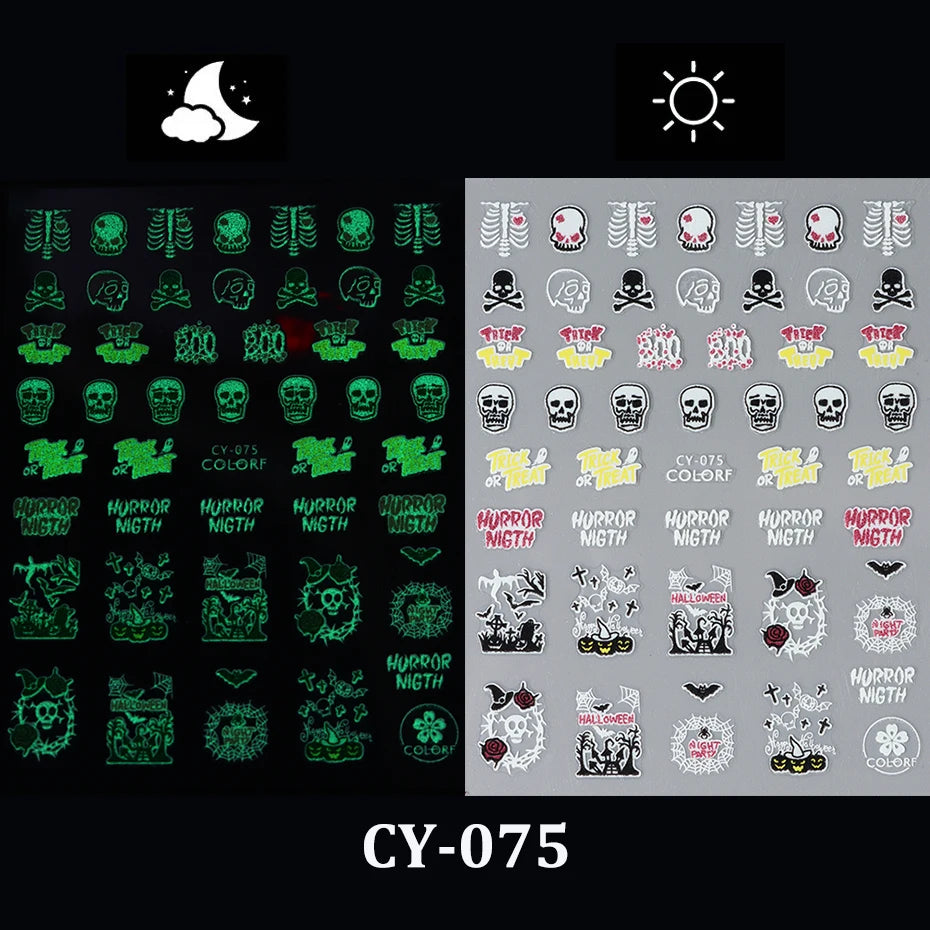 3D Cartoon Halloween Design Nail Stickers Fall Nail Art