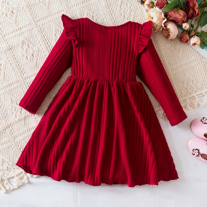 Girl's Polka Dot Long Sleeve Tulle Dress 3T-8T